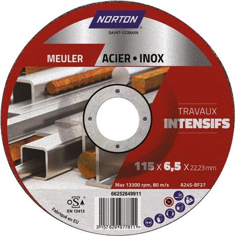 NORTON - Disque à ébarber moyeu déporté intensif métal 115x6.5x22.2