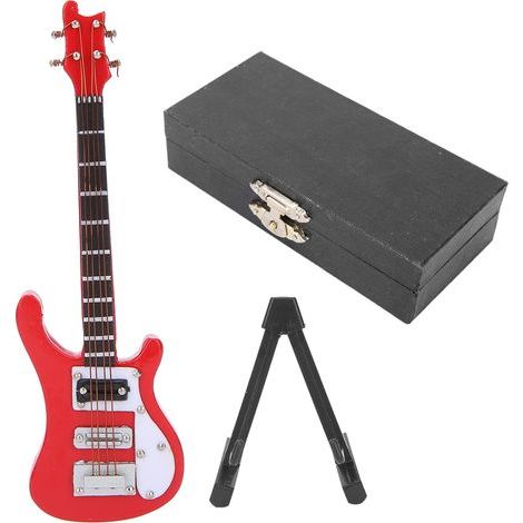 Miniature Wooden Simulation Electric Guitar Model Musical Instrument Ornaments GiftsRed (1/5)