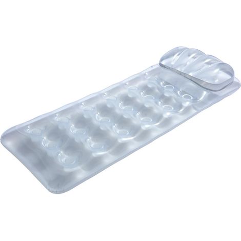 TrAdE Shop Traesio - Materasso Gonfiabile 188x71cm Argentato Trasparente Con Cuscino Per Piscina Lago 43024 - (1/5)