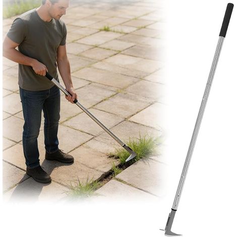 Weed Control Stake Long Handle Adjustable Joint Scraper with Serrated Blade Stainless Steel Weed Killer Device for Removing Weeds and Moss in Grouts (1/5)
