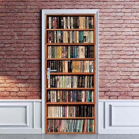 Sticker mural 3D créatif pour porte, étagère, bibliothèque, papier peint, autocollant mural, poster imperméable à faire soi-même, décoration de chambre (1/4)