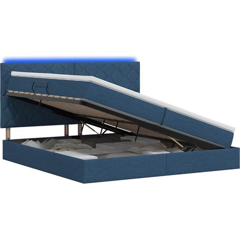 Maison Exclusive - Letto con contenitore LED e materasso Blu 200 x 200 cm Tessuto (1/5)