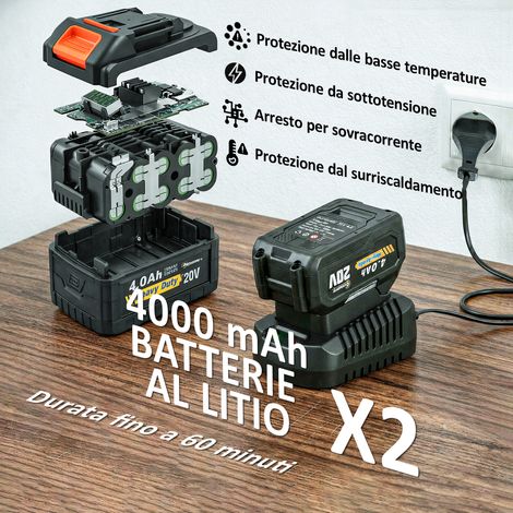 Taille-haies batterie, 2 batteries 4000mAh perche télescopique alu (1/5)