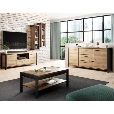 Wohnwand Set inkl. Couchtisch und Sideboard ACCRA-83 in Taurus Eiche Nb., B/H/T: ca. 180/128/41 cm (1/5)