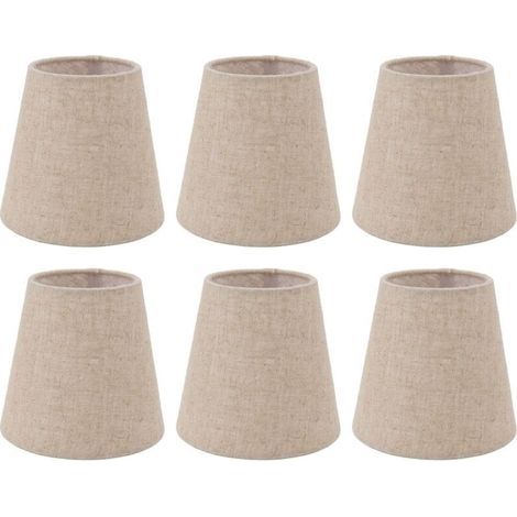 Set mit 6 Leinenlampenschirmen für E14-Glühbirnen – Durchmesser 14 cm – Höhe 13 cm – Einfache Montage an Lampen und Kronleuchtern (1/5)