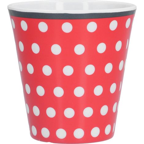 Kaffeetasse in Porzellanoptik, 260 ml, ideal für Restaurant, Schule oder Büro, mit rotem Punktmuster. (1/5)