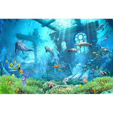 Kinderfototapete Unterwasserwelt, Delfine, Fische, Riff DWK348 300x200 (1/5)