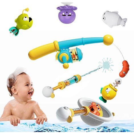 Jouet de Bain, Jeu de pêche avec épuisette, Jouet bébé Filles/garçons dès 1 2 3 4 Ans, pêche magnétique, Set Canne à pêche pour Baignoire, Jouet d'eau, Cadeau Enfant (1/5)