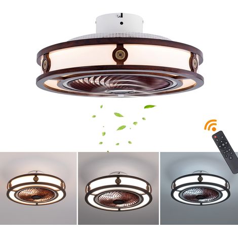 Ventilador de 20 pulgadas, ventilador de techo tricolor con lámpara, con mando a distancia, 6 velocidades, temporizador, adecuado para dormitorio y cocina [Clase E de eficiencia energética] (1/5)