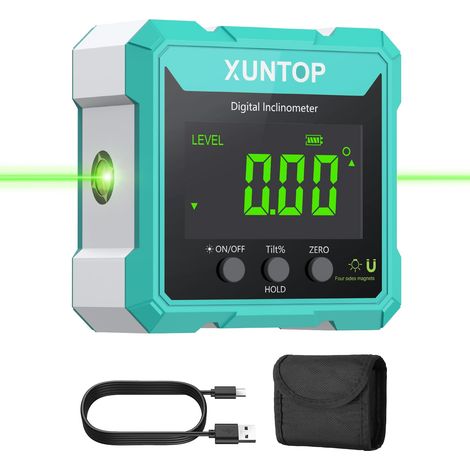 Inclinomètre Numérique Rechargeable avec Fonction Laser Écran LCD Étanche IP54 Rapporteur d'Angle Digital 4 Faces Magnétiques Niveau à Bulle pour Menuiserie Travail du Bois Construction (1/5)