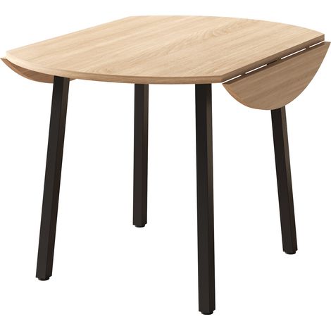 Runder ausklappbarer Esstisch 100 x 100 cm aus MDF in Eichenoptik, für 2-4 Personen, MODENUIT (1/5)