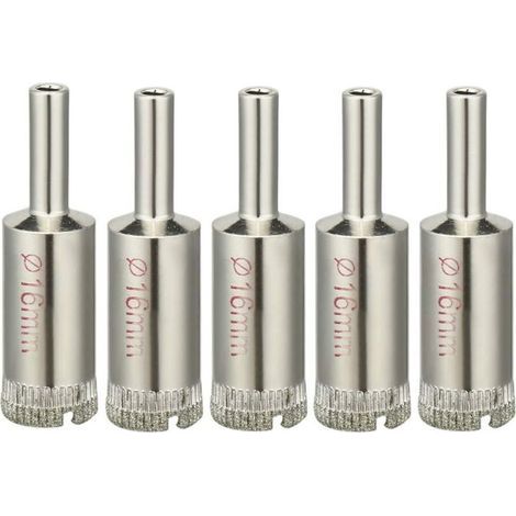 sourcingmap 5pcs Trépan Diamant Foret Scie Cloche 16mm diamant enduit Scie Cloche pour verre carreaux céramique marbre roche porcelaine (1/4)