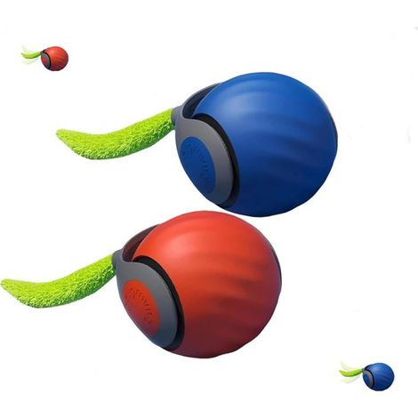 Katzenspielzeug – Interaktiver Katzenball – Intelligenter Katzenball / Zwei Geschwindigkeiten / Mit Schwanz – Orange/Blau