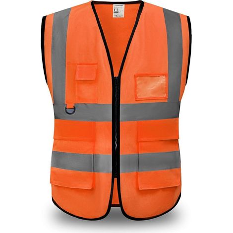 Warnweste hohe Sichtbarkeit mit Reflektorstreifen, orange, Größe XXL (1/5)