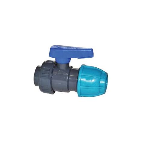 RACCORDO A COMPRESSIONE VALVOLA SFERA FEMMINA POLIPROPILENE - F 25x3/4"