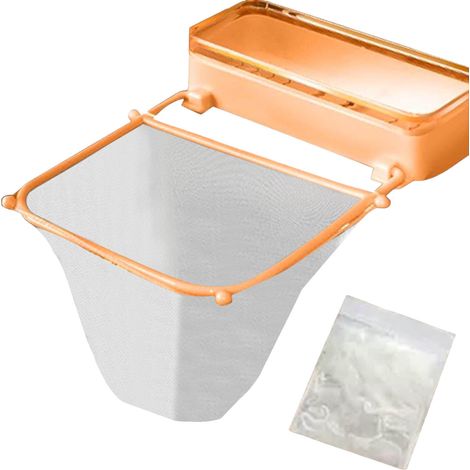 Colador de fregadero plegable con 50 bolsas de malla y ventosa, recolector de alimentos desechable y filtro para triturador de basura. (1/4)