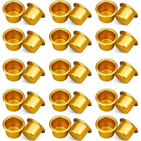 Bougeoir en Métal Lot de 30 Inserts de Bougies en Métal Bougies en Bâton Buse Bougeoir Créatif Bougies Rond Aluminium Insert pour Bougies Coniques(2.72.71.9cm) (1/4)
