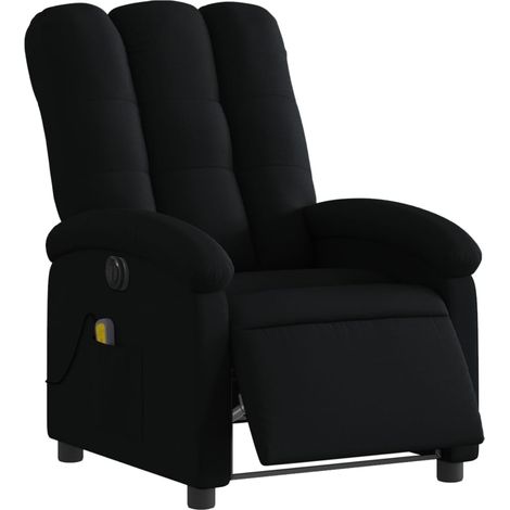 Poltrona relax TV reclinabile elettrica funzione massaggio 6 punti massaggio in tessuto nero DEC027230