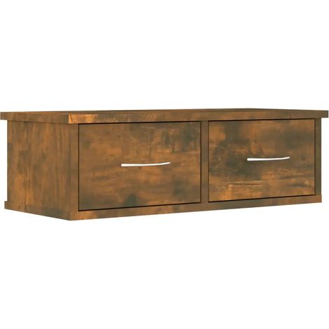 Mobiletto a parete pratico in rovere affumicato 60 x 26 x 18 cm ampio spazio contenitivo design contemporaneo legno composito finitura rovere affumicato 020048126