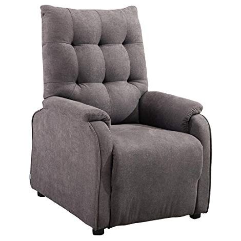 CHARLBURY PUSHBACK FABRIC RECLINER CHAIR - SMOKEY CHARCOAL GREY (1/5)