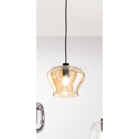 SOSPENSIONE VERVE-1 1 LUCE AMBRA ATTACCO E14 SENZA BASE D' ATTACCO D.21CM
