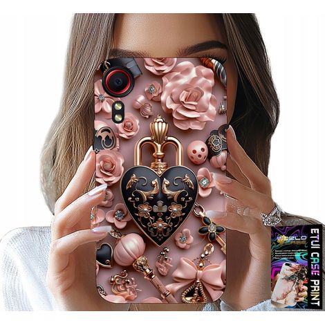 Schutzhülle für Samsung Galaxy Xcover 7 – feminine Muster, Vorhängeschloss-Herz-Design + Schutzfolie (1/5)