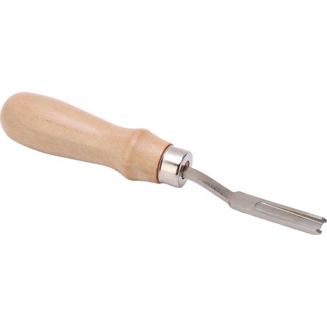 Biseau cuir à large bouche, manche en bois, acier durable, tranchant précis, angle optimisé, outil de parage et biseautage (1/5)