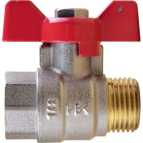 Ibp Bänninger – Vanne papillon laiton 1/4 tour mâle-femelle 15-21 – Raccord 1/2" (15x21) – 2 voies – Normes ACS 9 ACC LI 055