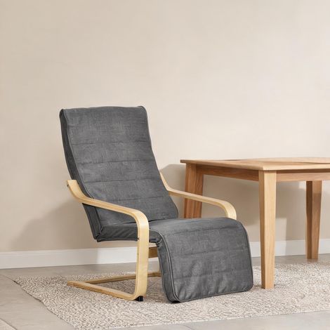 Fauteuil de salon grau en polyester Birkenholz 66,5 x 94 x 100 cm (1/5)