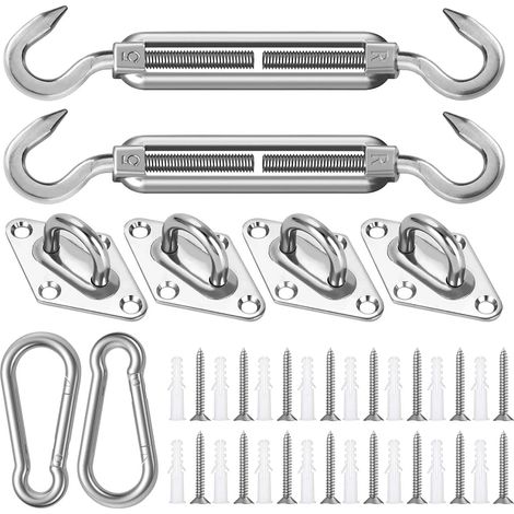Kit Fixation Toile Ombrage M5,Kit de Quincaillerie pour Voiles D'ombrage Rectangulaire et Triangulaires,Kit de Matériel pour Voiles D'ombrage,Fixation Toile Ombrage Exterieur pour Jardin (1/5)