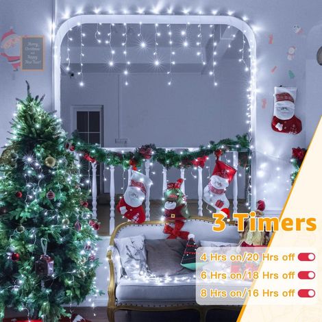 Guirlande Lumineuse Exterieure Noel, 15M 596 LED Rideau Lumineux Noel Exterieur avec 8 Modes, IP44 Étanche Connectable Guirlande Stalactite Extérieure pour Fête Jardin Balcon Fenêtre