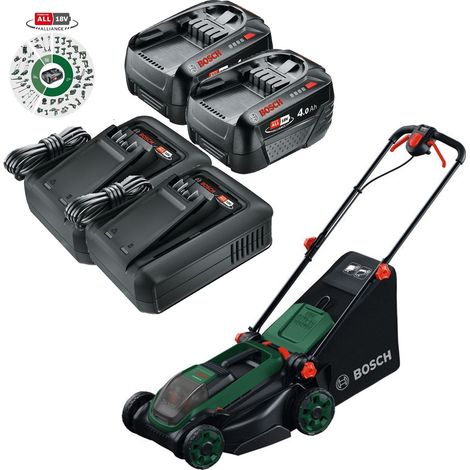 Bosch Rotak 18V2-38 Twin 18v 36v Cordless Lawnmower Mower 32cm 2x 4Ah Battery