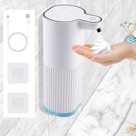 Dispensador automático de jabón, 360 ml, USB, recargable, dispensador de jabón en espuma, montaje en pared para cocina, baño, escuela, hotel (1/5)