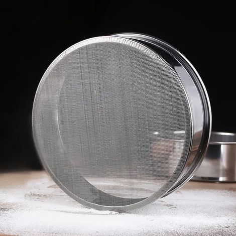Tamis rond à mailles extra-fines pour farine et sucre en poudre, passoire en acier inoxydable pour la pâtisserie et la cuisson des gâteaux. (1/4)