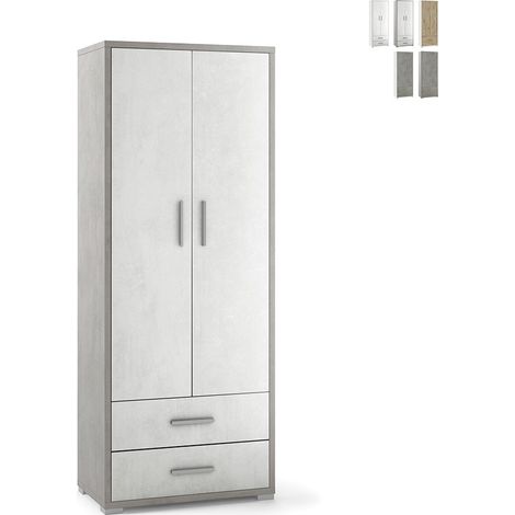 Armadio 2 ante 2 cassetti h182 l71 p41 cm struttura cemento frontale bianco sarmog db359k - Sarmog (1/5)