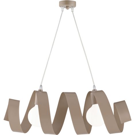 Helix Suspension En Fer Laqué Gris Tourterelle Mat Avec Câble Électrique Réglable 2 Lumières L. 54X20 Bl141-2-To (1/2)