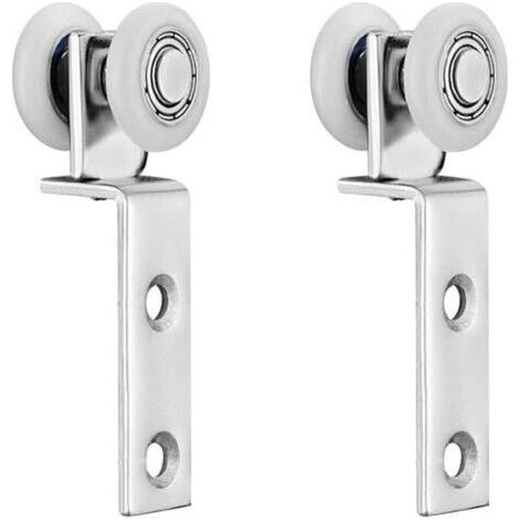 Lot de 2 roulettes de 20 mm pour rail de rideau avec roulettes, roulettes pour portes coulissantes, roue suspendue latérale silencieuse avec roulement, pour rails coulissants, fixation d'angle (1/4)