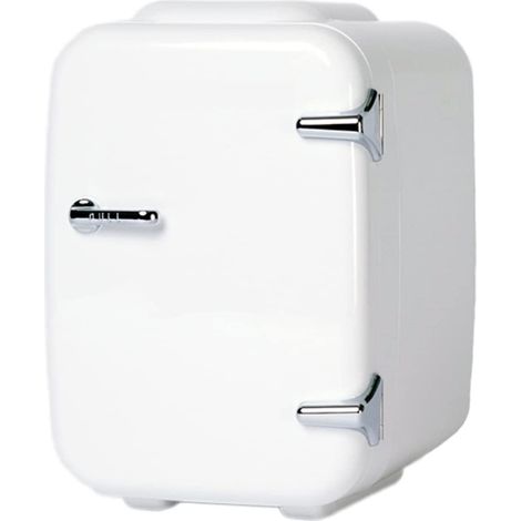 Mini frigorifero - Piccolo frigorifero da 4 litri, Mini frigorifero per camera da letto, Frigorifero retrò, Mini frigorifero cosmetico, Mini frigorifero elettrico 12V/220V, Funzione caldo/freddo, Bian (1/5)