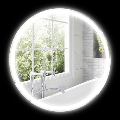 Miroir rond lumineux LED de salle de bain Ø 60 cm mural avec éclairage 3 couleurs interrupteur tactile 29W blanc argent (1/5)