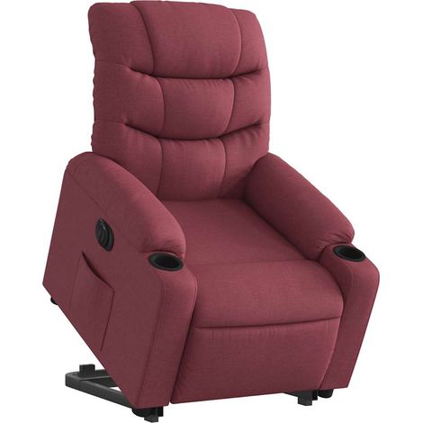 vidaXL Poltrona Alzapersona Reclinabile Elettrica Rosso Vino Tessuto (1/5)