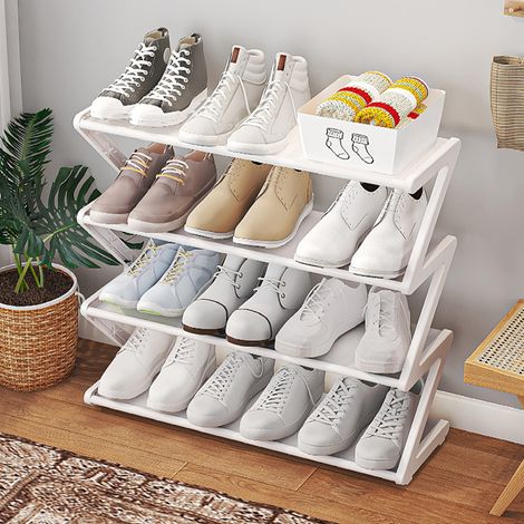 Porte-chaussures - 4 Niveaux - Tube Acier Épais - Pour Entrée Couloir Garde-robe - 42 x 18,5 x 49,5 cm - 1 Pièce (1/5)