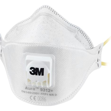 Aura maschera 3M 9312 FFP1 polvere pieghevole con valvola x 10