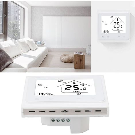 Programmierbarer Heizungsthermostat BHT 002GC mit großem LCD-Display, passivem Ausgang, Temperaturregelung 95–240 V, Weiß