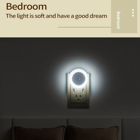 Ortviai Veilleuse intelligente avec capteur de luminosité, applique murale ou lampe de chevet rechargeable, lumière chaude et douce pour les yeux (1/4)