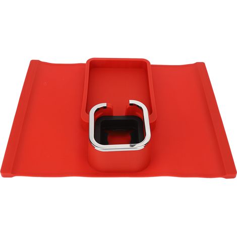 Porte-gobelet en silicone pour canapé, rouge, support de tasse de café, créatif et multifonction, avec cadre argenté, repose-bras. (1/5)