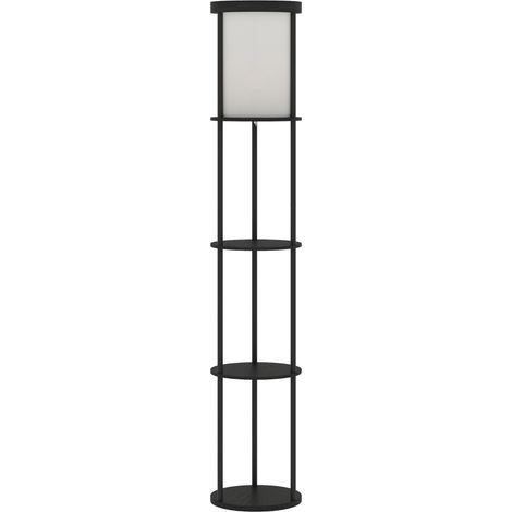 Lámpara de pie negra con 3 estantes, mando a distancia y pedal, luz regulable, 158 cm (1/5)