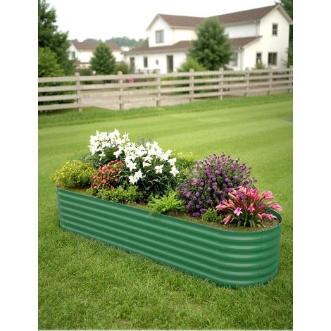 Jardinière surélevée en acier galvanisé 240x60x45cm – Bac de plantation pour légumes et fleurs – Assemblage rapide et ergonomique – Hydromotrix