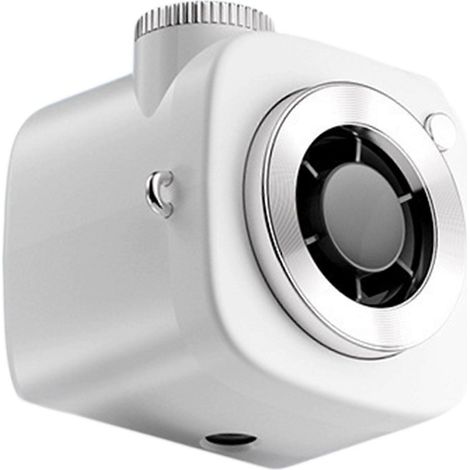 Ventilateur portable en forme d'appareil photo, rechargeable par USB - Mini ventilateur léger avec cordon, vitesse de ventilation réglable de 1 à 199, idéal pour les voyages (blanc) (1/5)