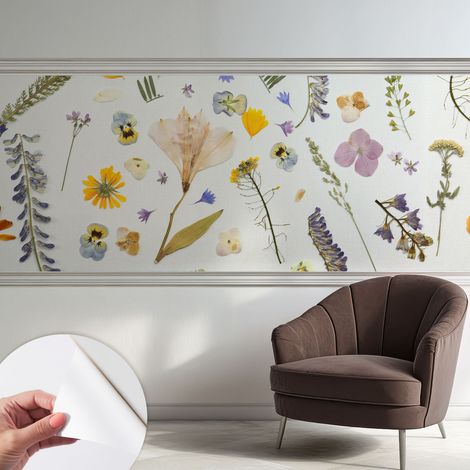 Fototapete Selbstklebend - Wanddekoration - Wandfolie - 3D Tapete Wand - Wohnungsdeko Frühlingsblumen 250x104 cm