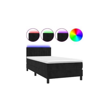 Sommier à lattes de lit avec matelas et LED Noir 90x200 (1/5)